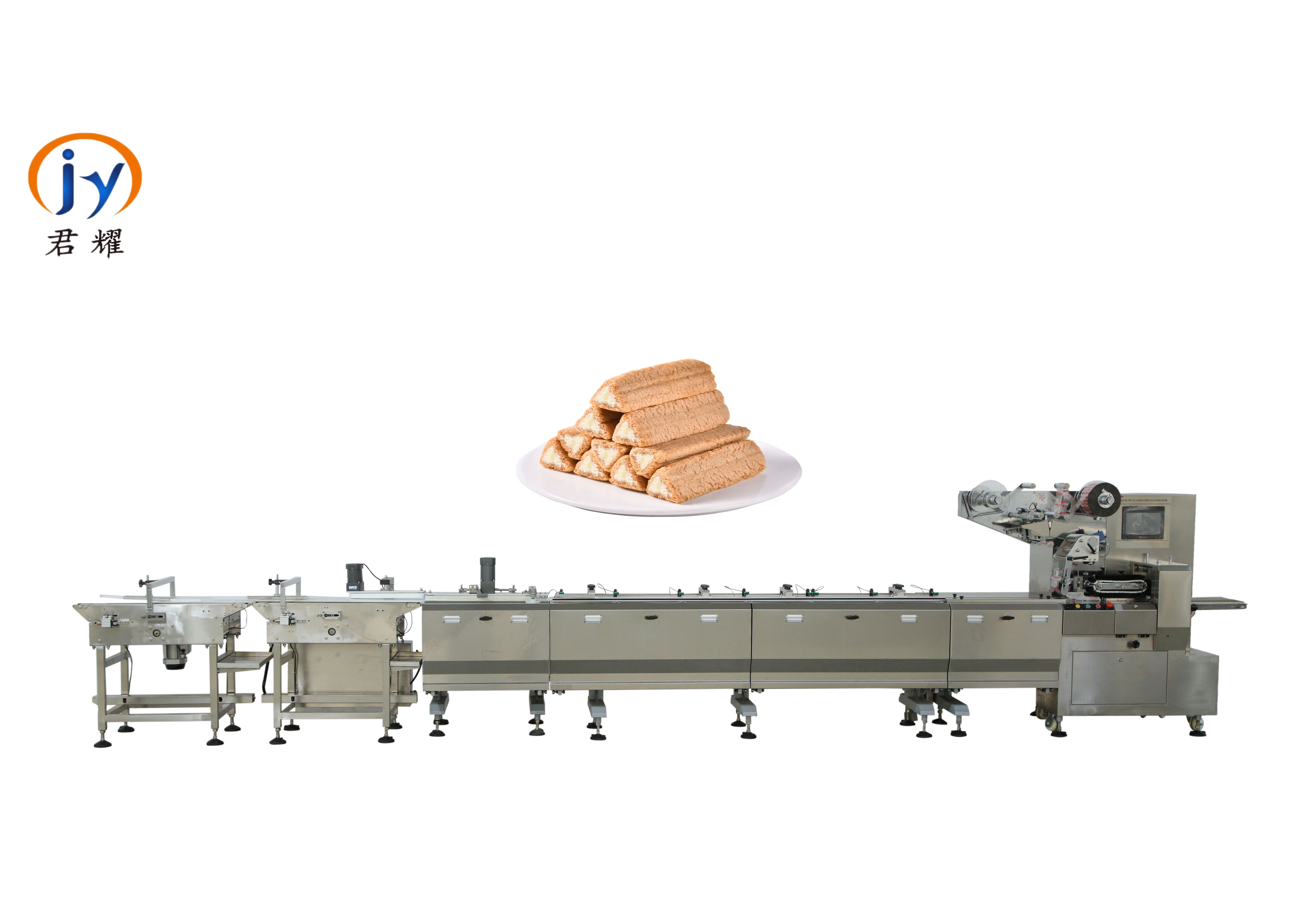 Automatic feeding Chocolate sandwich wafer biscuits pillow packing machine